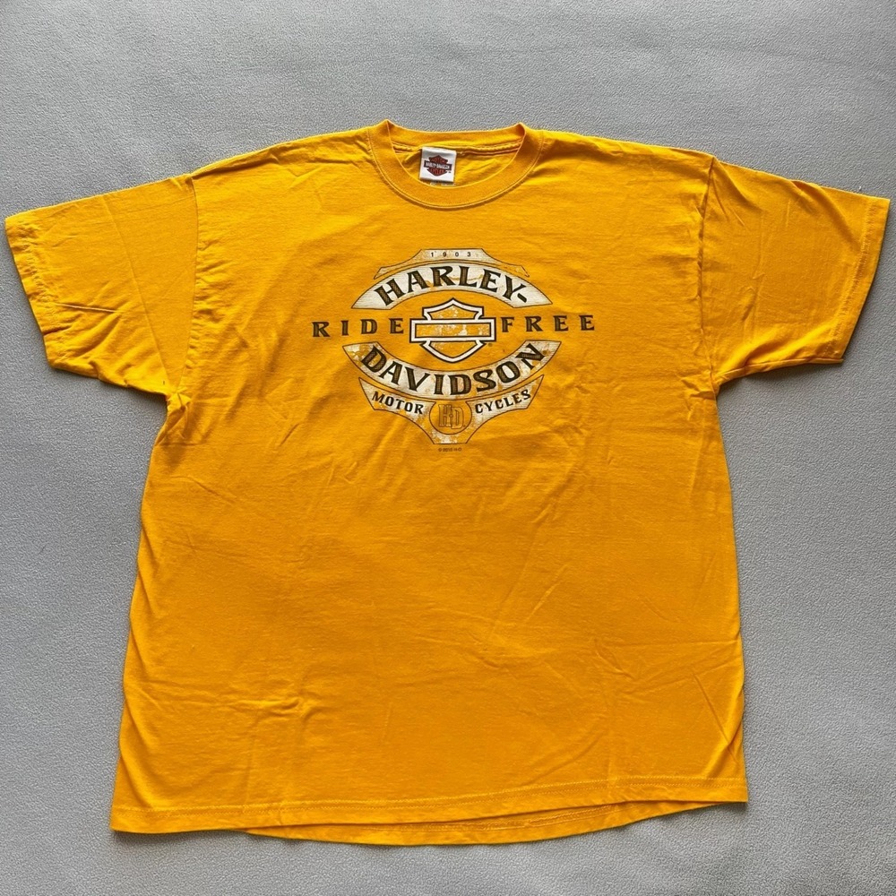 Harley Davidson T Shirt Mens XL Hillbilly Gatlinburg Tennessee Logo Yellow